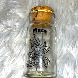 Vintage mace 1970s Wheaton glass spice jar.
